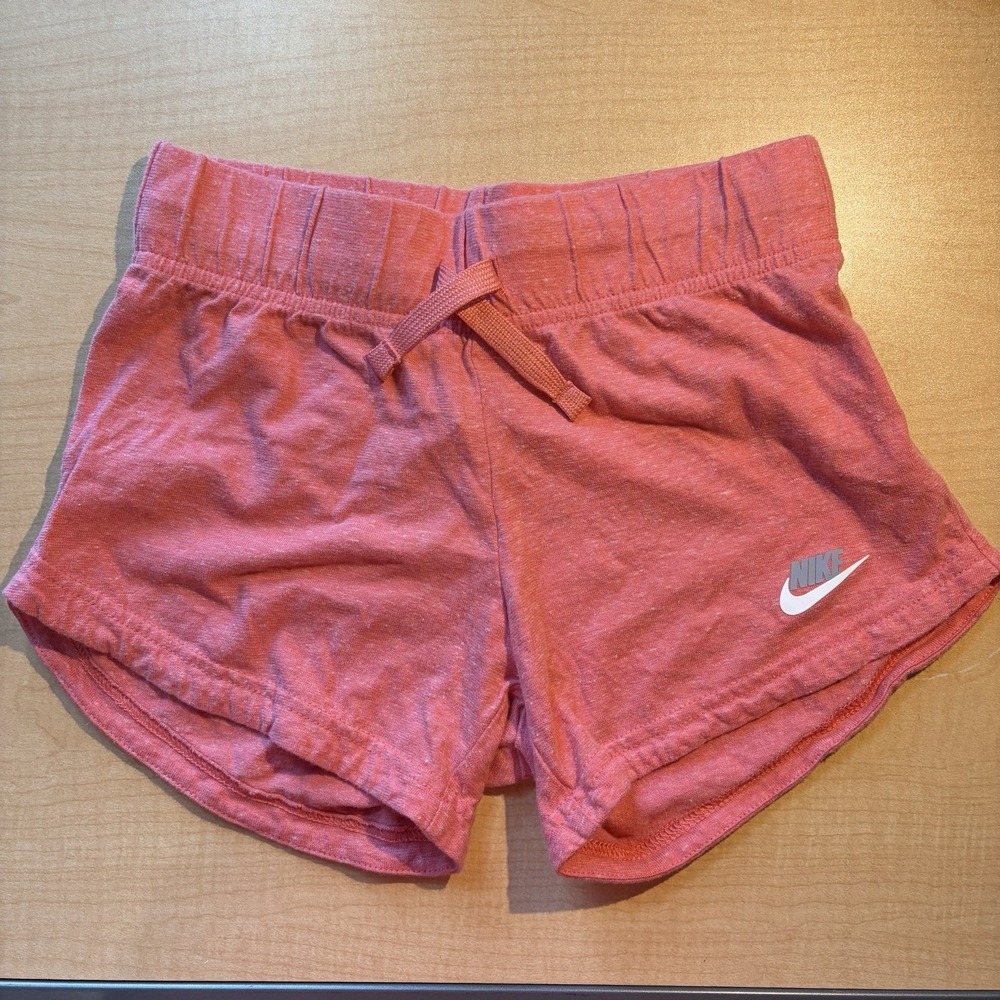 Nike Girls Coral Jersey Knit Athletic Lounge Shorts Size Small